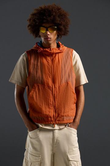 Sheer Ripstop Hooded Utility Vest orange