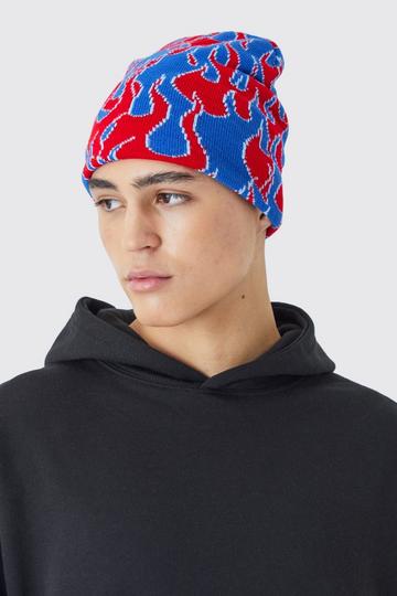 Flames Contrast Graphic Beanie red