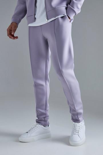 Slim Tapered Cropped Bonded Scuba Jogger purple