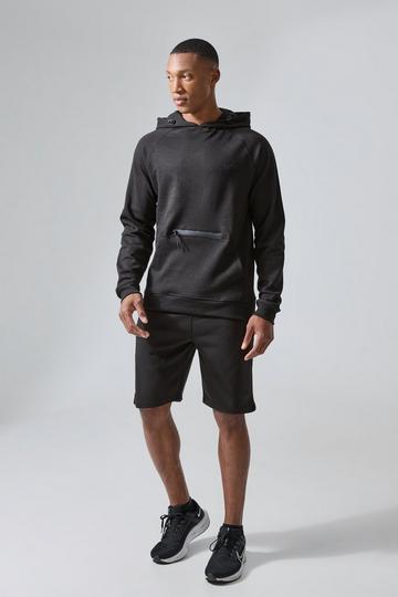 Man Active Tech Hoodie And Shorts Set black