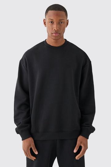 Basic Oversized Crew Neck Sweatshirt black