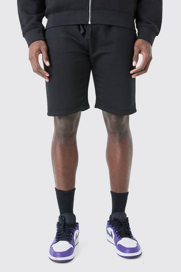 Black Slim Mid Length Jersey Short