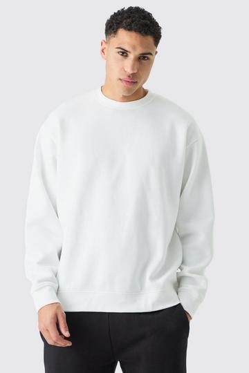 White Basic Oversized Crew Neck Sweatshirt