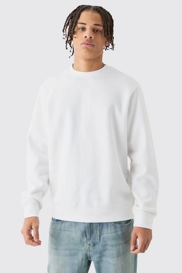 White Basic Crew Neck Sweatshirt