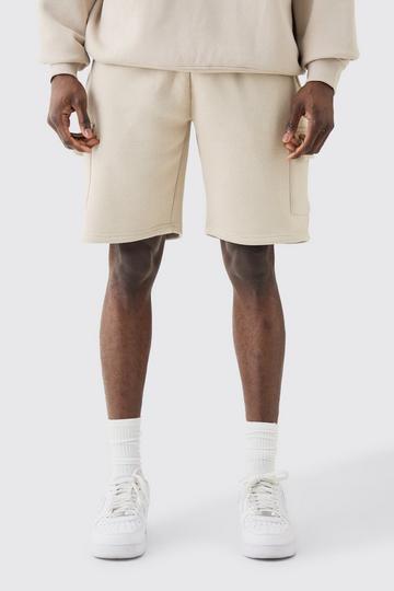 Loose Fit Cargo Jersey Short stone