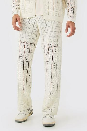 Pantalon large en crochet white