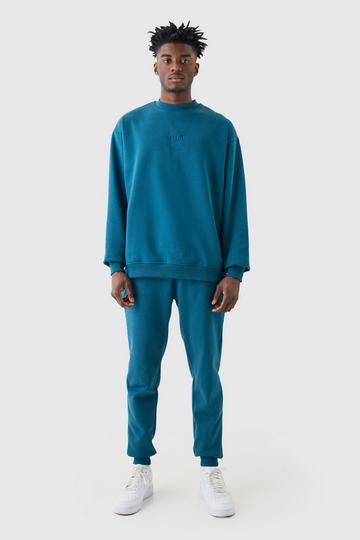 Blue Offcl Oversized Extended Neck Sweatshirt Tracksuit