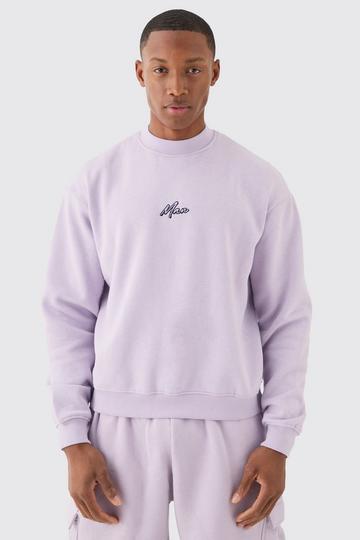 Man Oversized Boxy Extended Neck Sweatshirt lilac