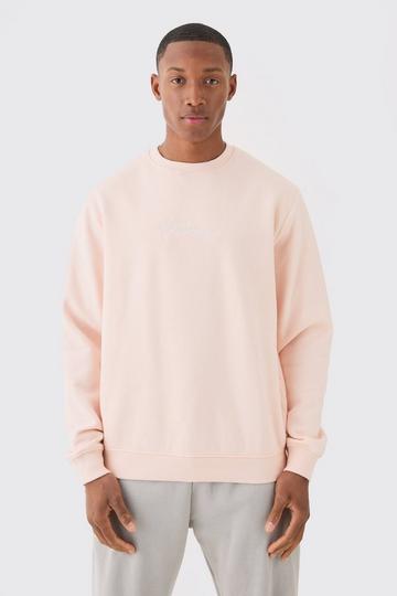 Pink Basic Crew Neck Homme Sweatshirt