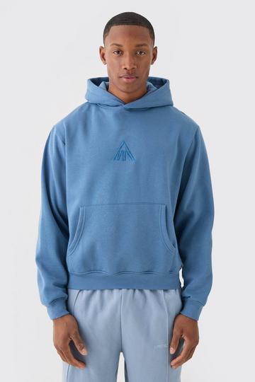 Man Boxy Over The Head Basic Hoodie dusty blue