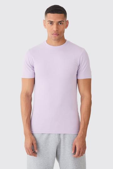Lilac Purple Muscle Fit Basic T-shirt