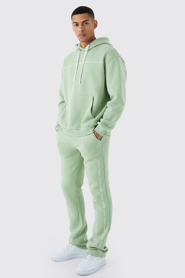 Oversized Man Dash Stacked Flared Tracksuit green