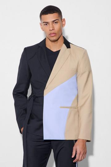 Slim Wrap Panel Suit Jacket sky