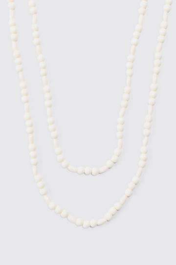 Pearl Multi Layer Chain Necklace In White white