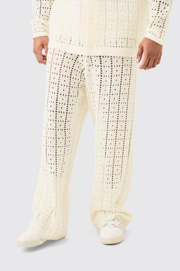 Grande taille - Pantalon large en crochet white