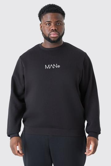 Black Plus Man Dash Crew Neck Sweatshirt In Black