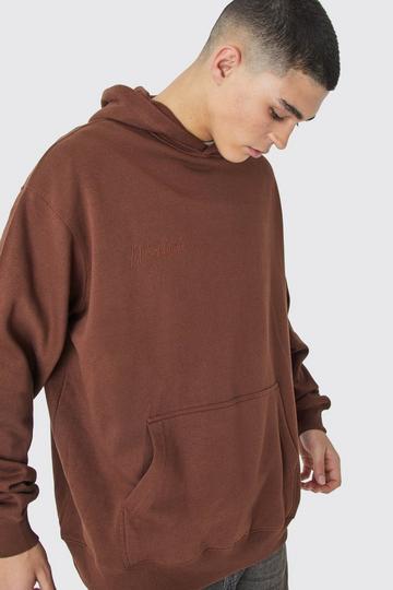 Chocolate Brown Oversized Worldwide Embroidered Hoodie