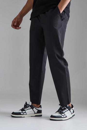 Elasticated Waist Tapered Fit Smart Trousers black