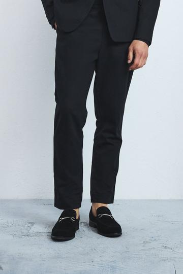 Linen Blend Tailored Trousers black