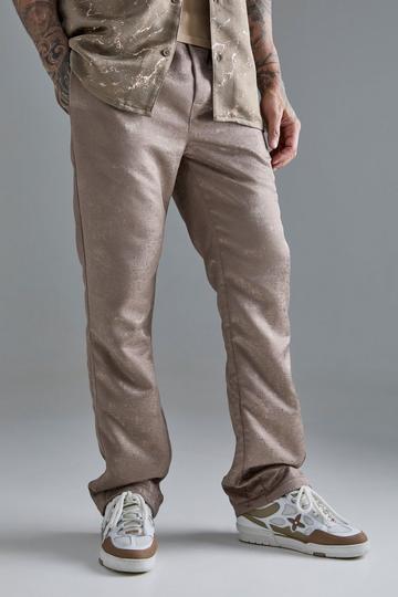 Elasticated Waist Slim Gusset Texture Trouser taupe