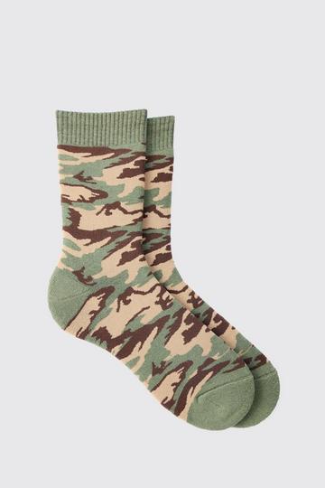 Camo Print Socks green