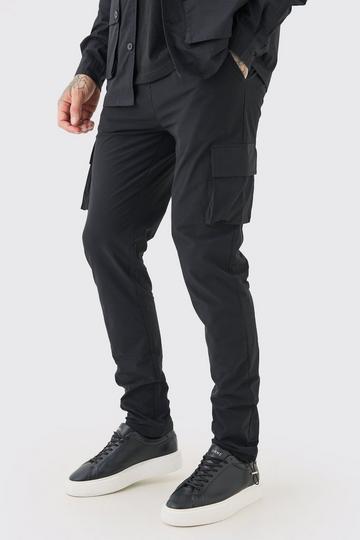 Tall Elasticated Waist Lightweight Stretch Skinny Cargo Trouser black