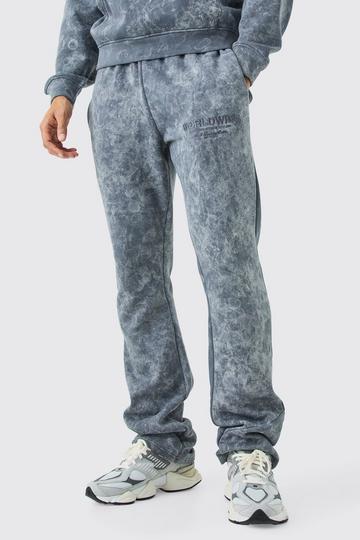 Stacked Distressed Applique Washed Joggers charcoal