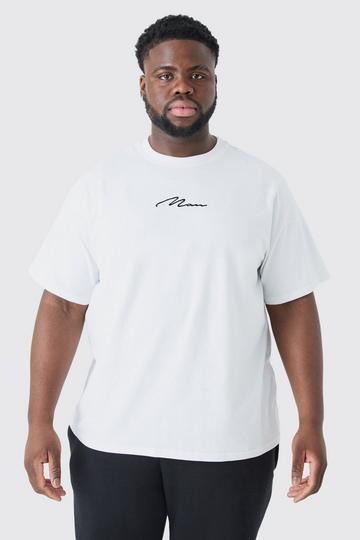 Plus Man Signature Embroidered T-shirt white