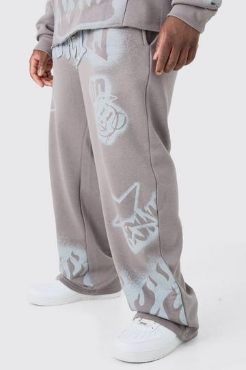 Plus Relaxed Graffiti Applique Joggers mid grey