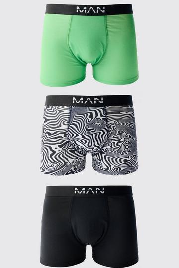 Black 3 Pack Abstract Print Boxers
