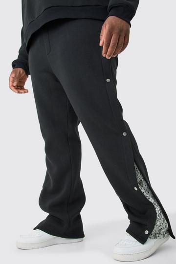 Plus Relaxed Printed Side Panel Popper Jogger black