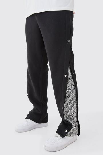 Tall Relaxed Printed Side Panel Popper Jogger black