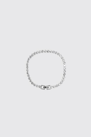 Round Iced Charm Bracelet In Silver silver