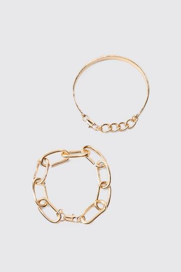 Metallic 2 Pack Chain Bracelets In Gold