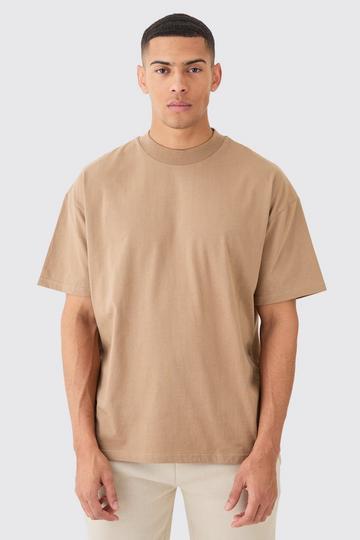 Brown Oversized Extended Neck Heavyweight T-shirt
