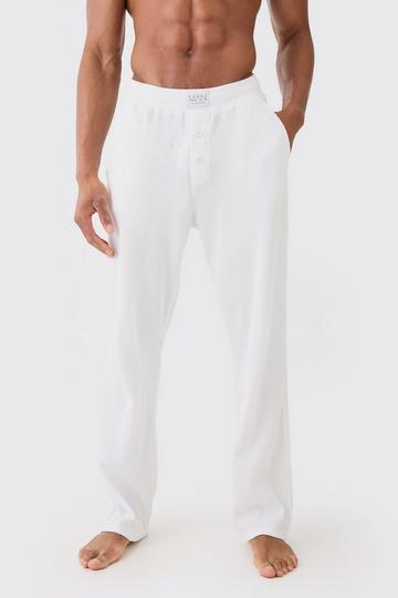 Relaxed Fit Waffle Lounge Bottoms In White white