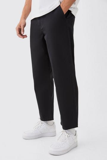 Black Fixed Waist Skate Cropped Chino Trouser
