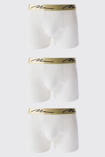3 Pack Man Signature Gold Waistband Boxers In White white