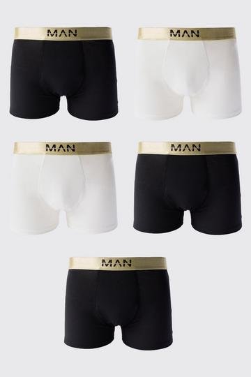 5 Pack Man Dash Gold Waistband Boxers In Multi multi