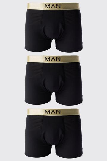 3 Pack Man Dash Gold Waistband Boxers In Black black