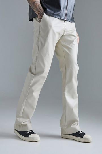 Stone Beige Tall Slim Flare Pu Tailored Trouser