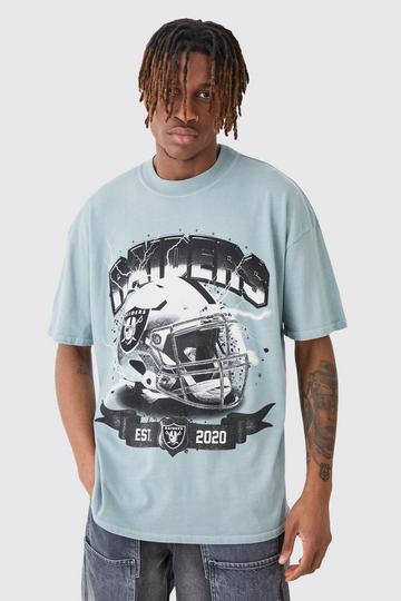 Nfl Raiders Extended Neck Washed Oversized License T-shirt grey
