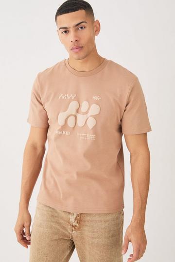 Brown Heavyweight Interlock Abstract Puff Print T-shirt
