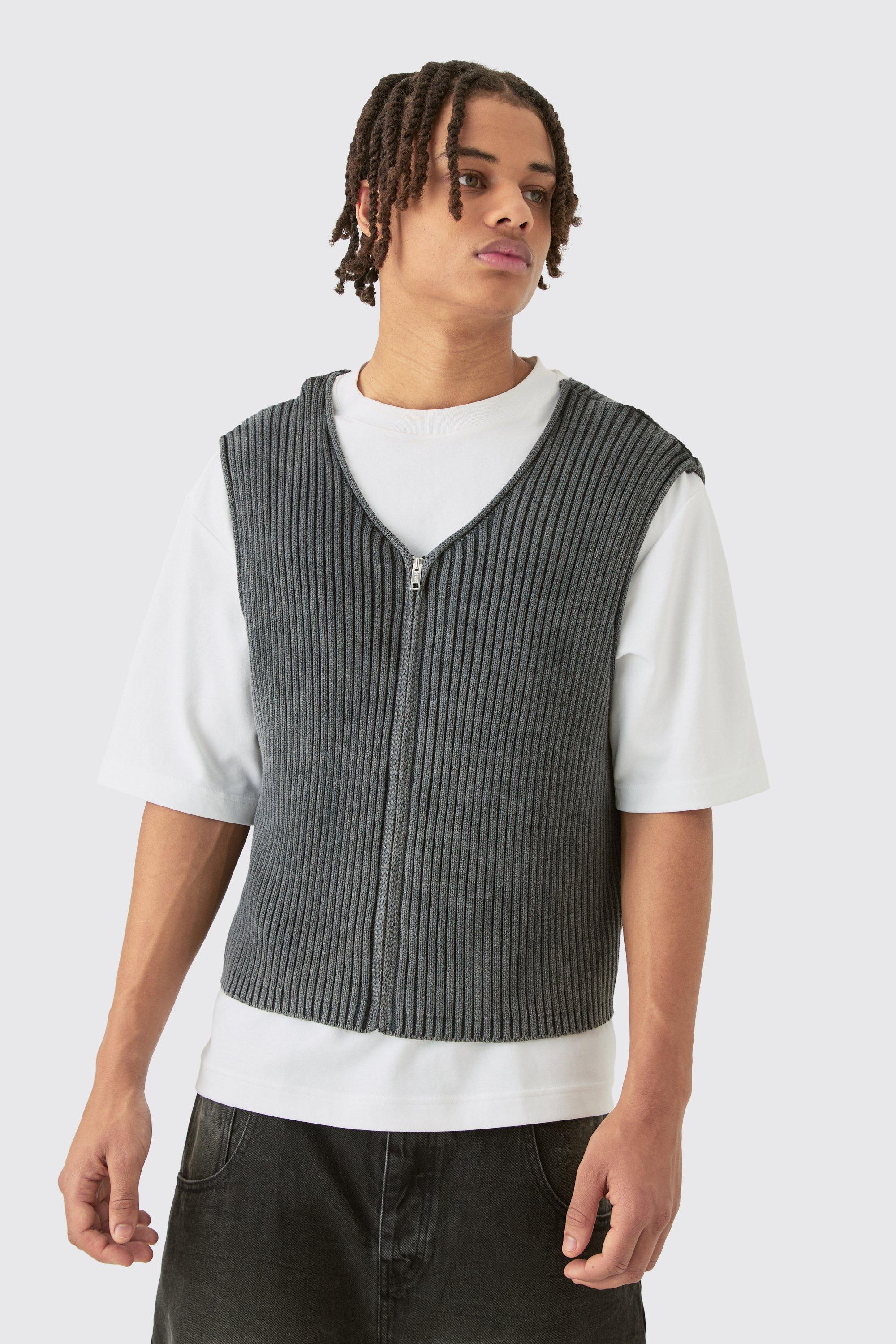 Men's Heart Embroidered Knitted Vest | Boohoo UK