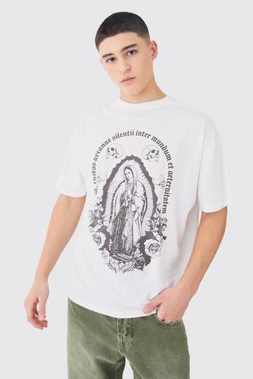 Oversized Renaissance Skull Graphic T-shirt white