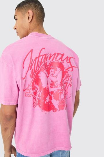 Oversized Heavyweight Overdyed Graphic T-shirt pink