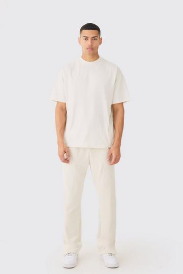 Oversized Extended Neck Heavy Tee And Jogger Set ecru