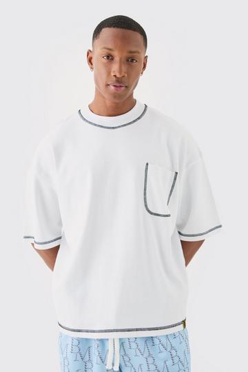 White Oversized Boxy Placement Pocket T-shirt
