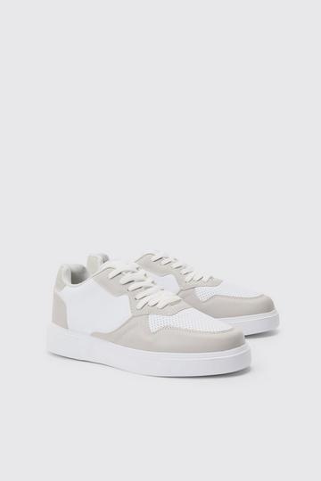 Chunky Mesh Panel Trainers In Light Grey light grey