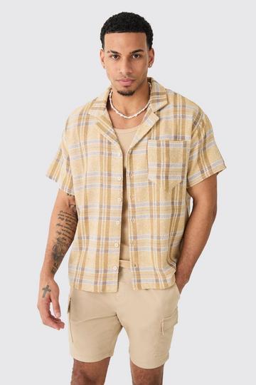 Boxy Tonal Textured Check Shirt yellow